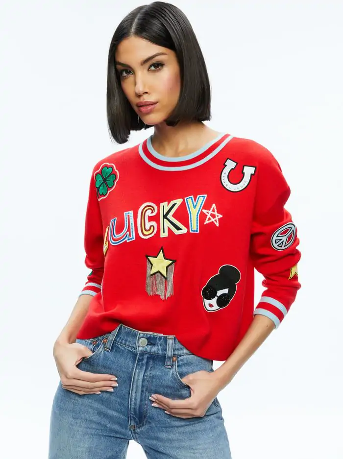 GLEESON EMBELLISHED PATCH PULLOVER